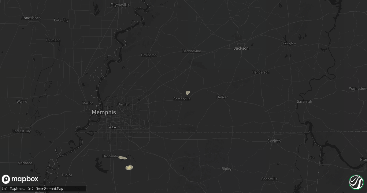 Hail map in Somerville, TN on August 8, 2026