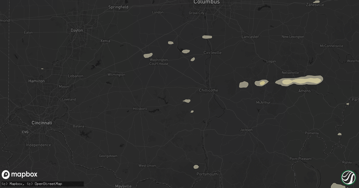 Hail map in South Salem, OH on August 8, 2026