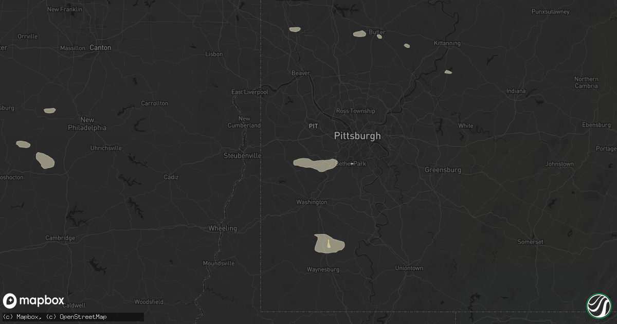 Hail map in Southview, PA on August 8, 2026