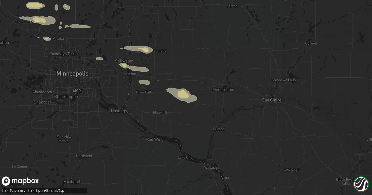 Hail map in Spring Valley, WI on August 8, 2026