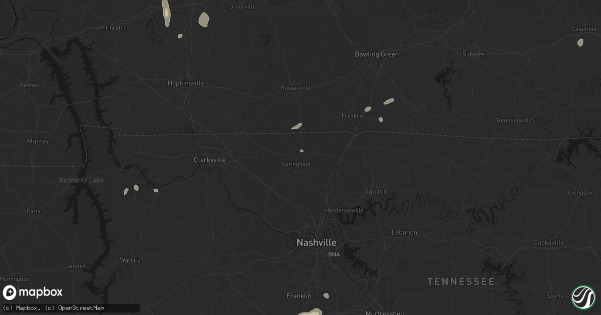 Hail map in Springfield, TN on August 8, 2026