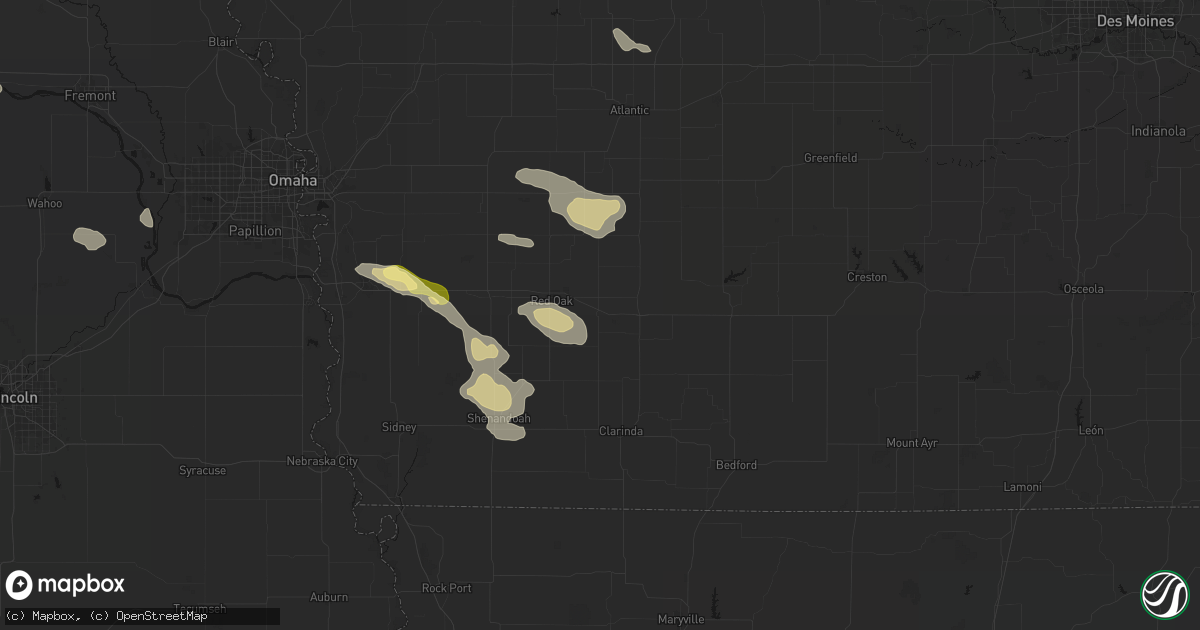 Hail map in Stanton, IA on August 8, 2026