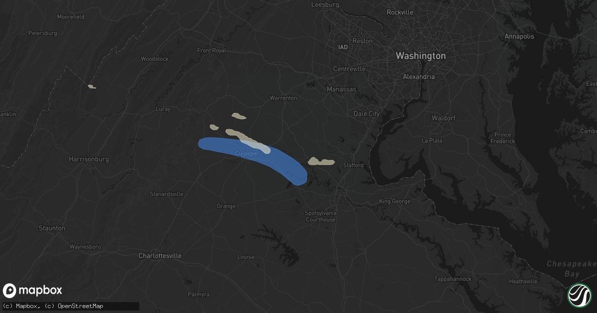 Hail map in Sumerduck, VA on August 8, 2026