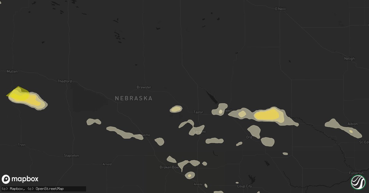 Hail map in Taylor, NE on August 8, 2026