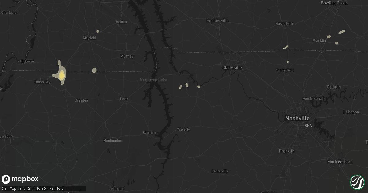 Hail map in Tennessee Ridge, TN on August 8, 2026