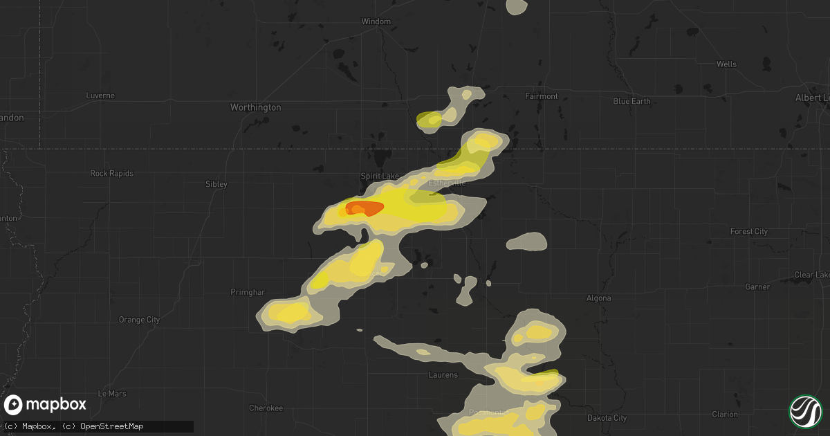 Hail map in Terril, IA on August 8, 2026