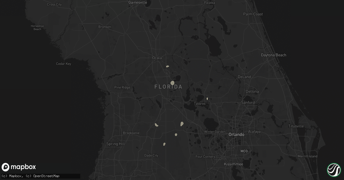 Hail map in The Villages, FL on August 8, 2026