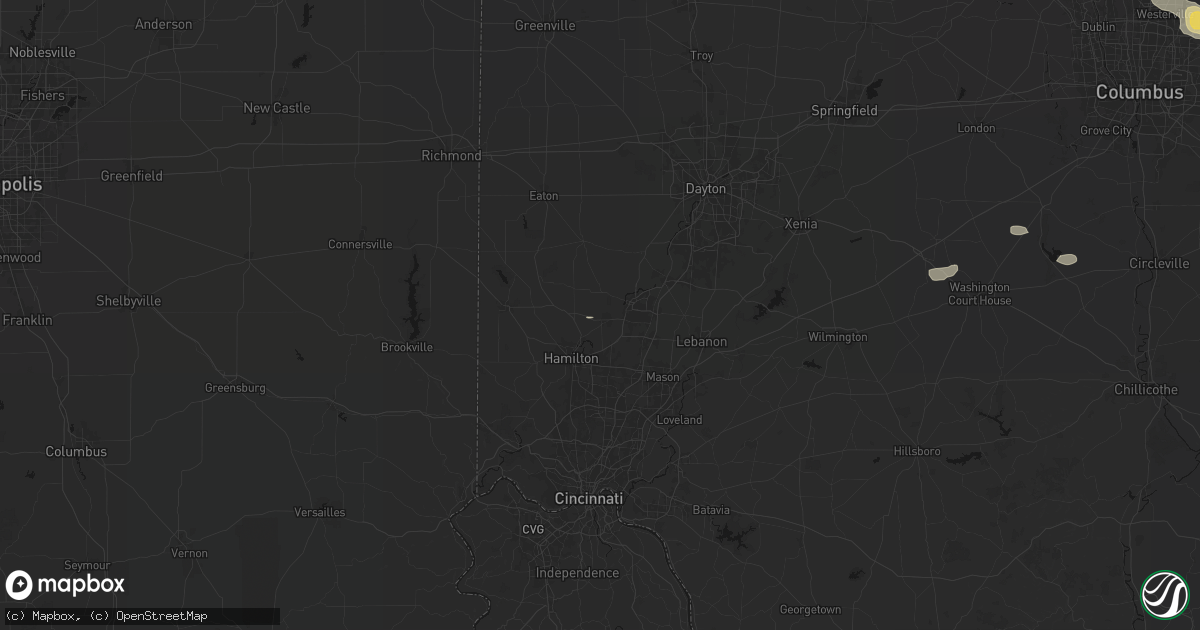 Hail map in Trenton, OH on August 8, 2026