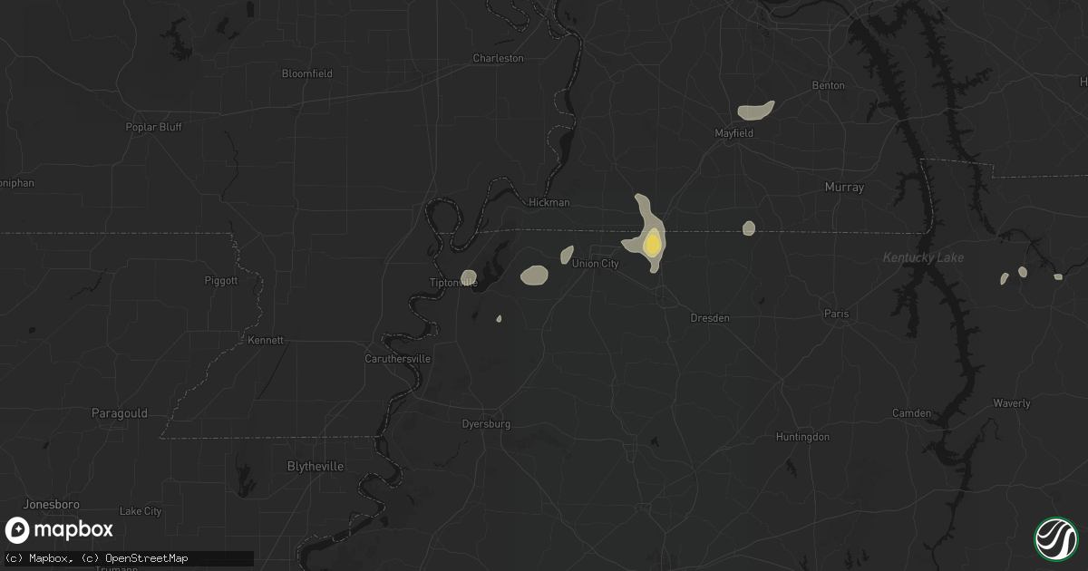 Hail map in Troy, TN on August 8, 2026