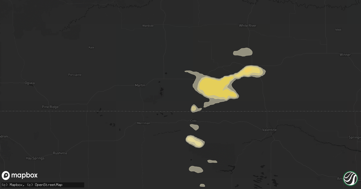 Hail map in Tuthill, SD on August 8, 2026