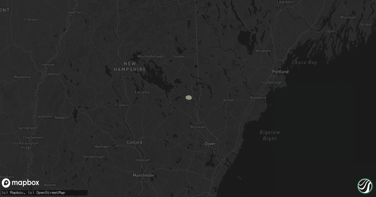 Hail map in Union, NH on August 8, 2026