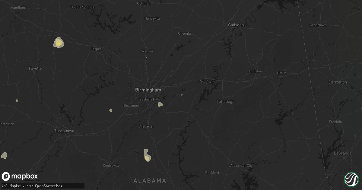 Hail map in Vandiver, AL on August 8, 2026