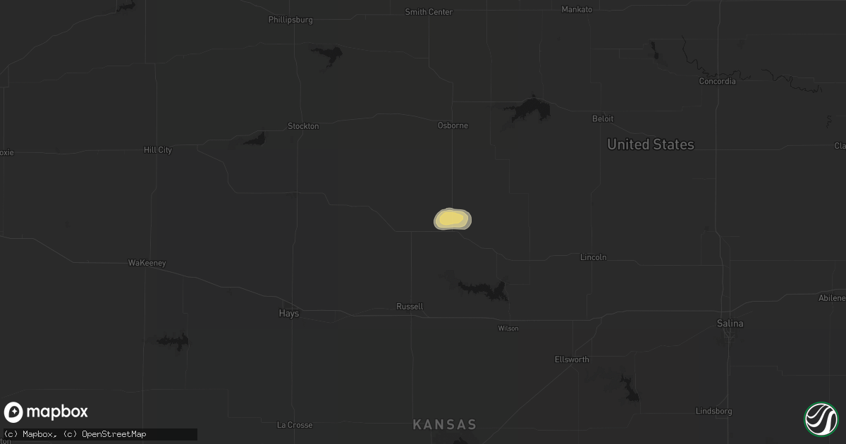 Hail map in Waldo, KS on August 8, 2026