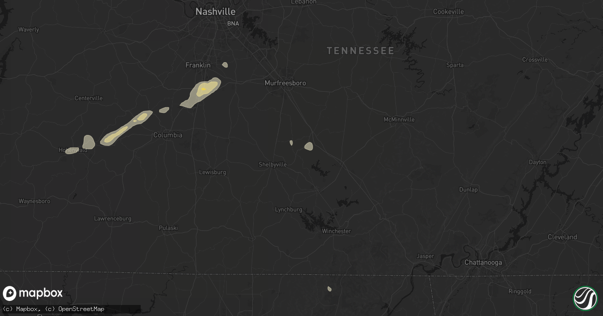 Hail map in Wartrace, TN on August 8, 2026