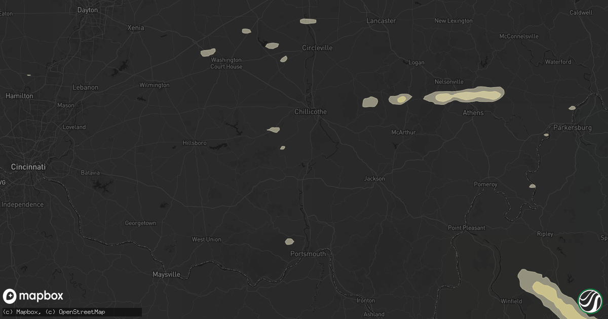 Hail map in Waverly, OH on August 8, 2026