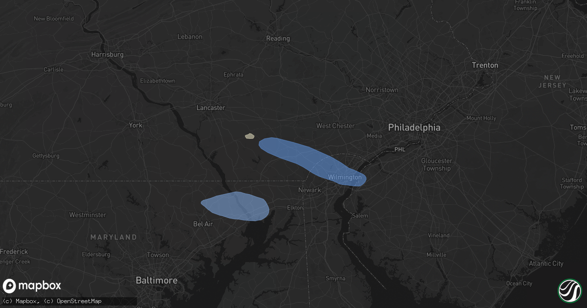 Hail map in West Grove, PA on August 8, 2026