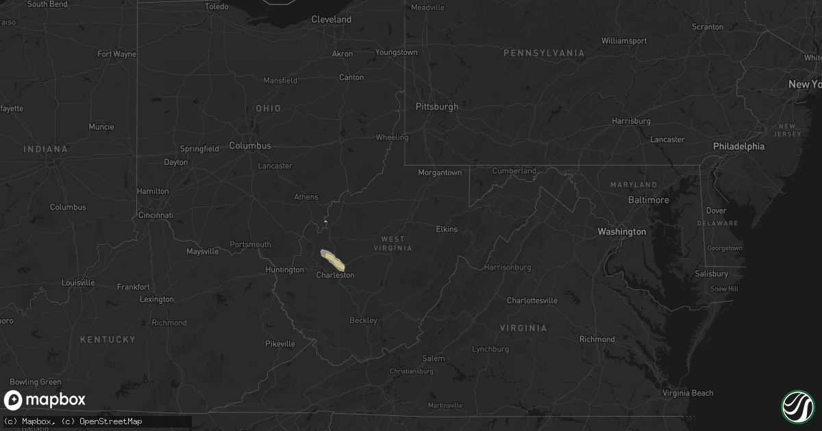 Hail map in West Virginia on August 8, 2026