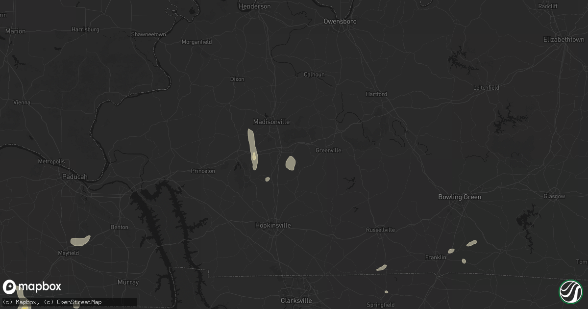 Hail map in White Plains, KY on August 8, 2026