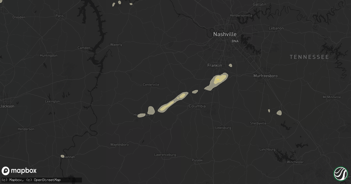 Hail map in Williamsport, TN on August 8, 2026