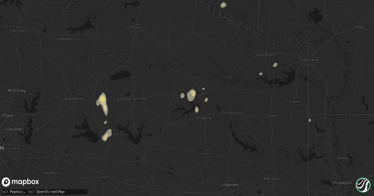 Hail map in Winfield, TX on August 8, 2026