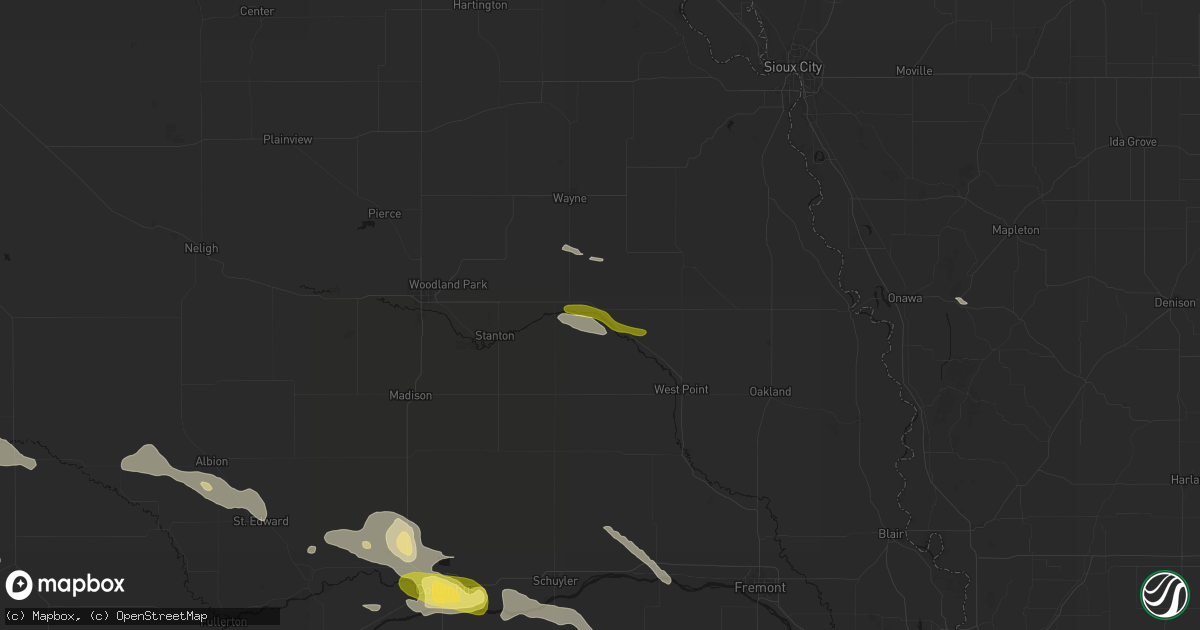 Hail map in Wisner, NE on August 8, 2026