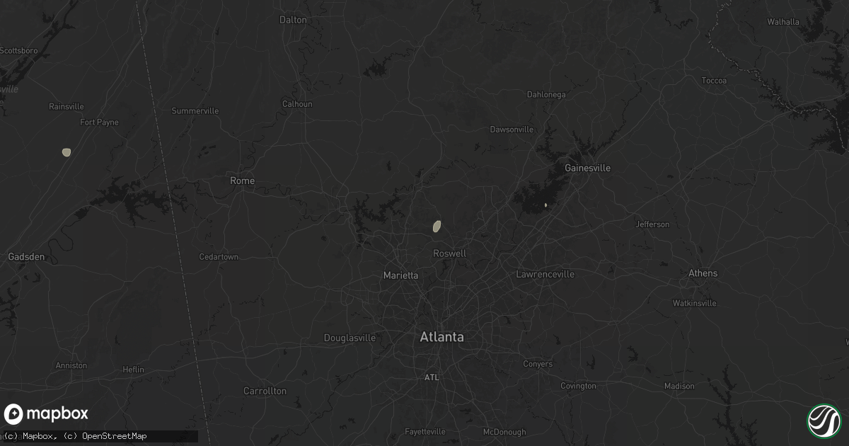 Hail map in Woodstock, GA on August 8, 2026