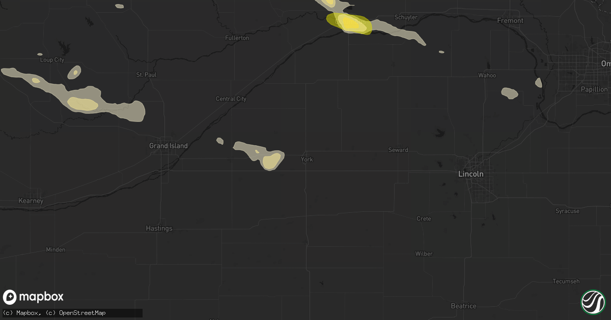 Hail map in York, NE on August 8, 2026