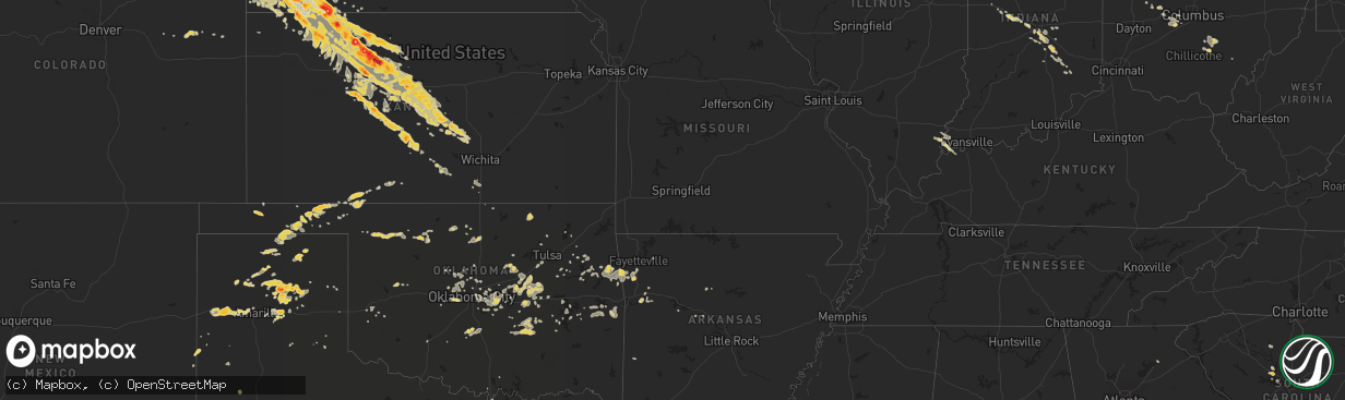 Hail map on August 9, 2011