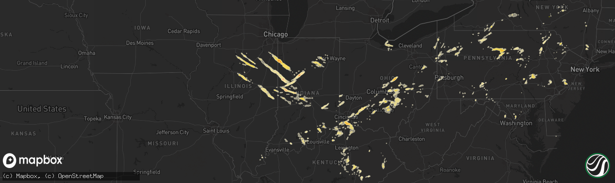 Hail map in Indiana on August 9, 2012