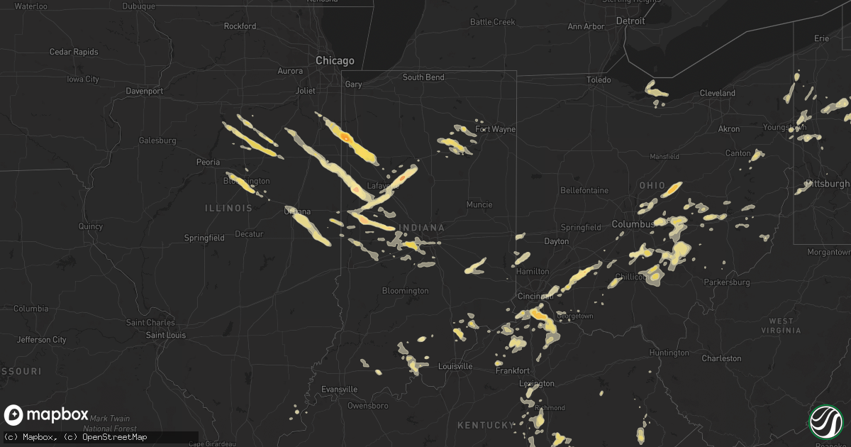 Hail map in Indiana on August 9, 2012
