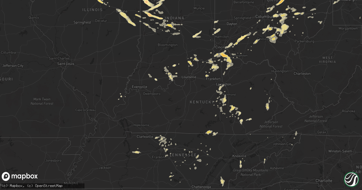 Hail map in Kentucky on August 9, 2012