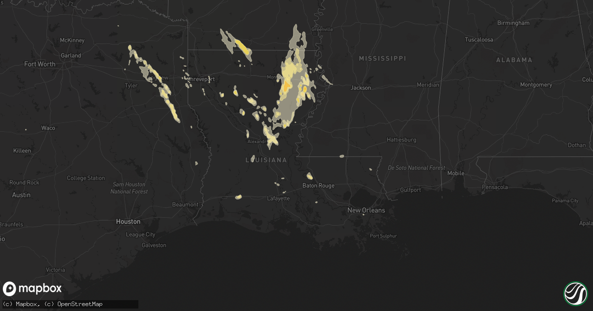Hail map in Louisiana on August 9, 2012