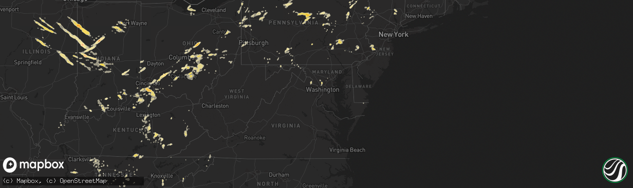 Hail map in Maryland on August 9, 2012