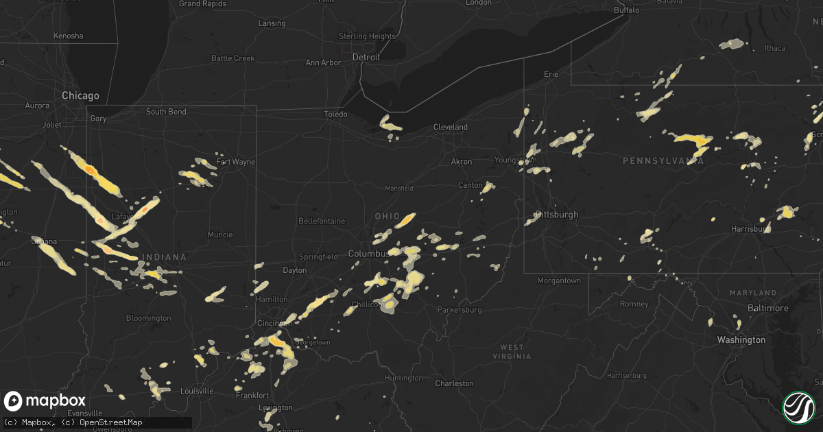 Hail map in Ohio on August 9, 2012