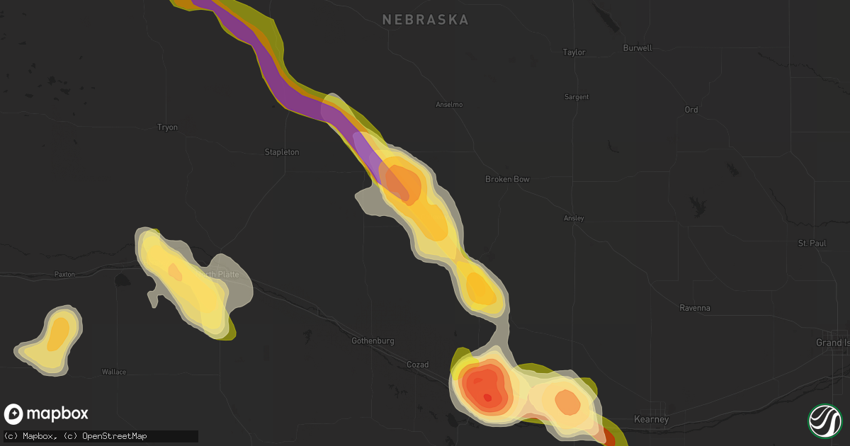 Hail map in Callaway, NE on August 9, 2014