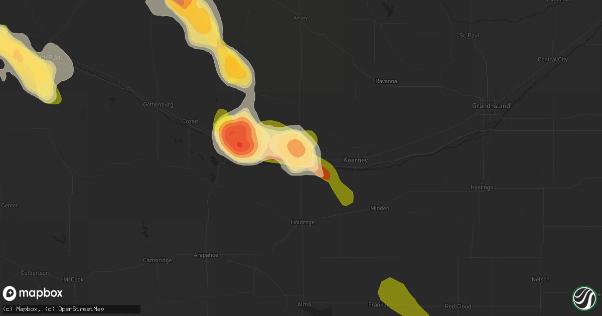 Hail map in Elm Creek, NE on August 9, 2014