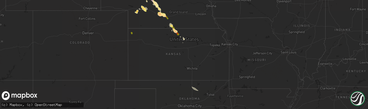 Hail map in Kansas on August 9, 2014
