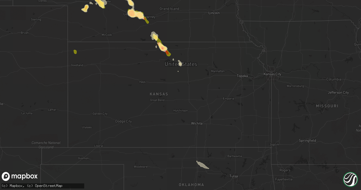 Hail map in Kansas on August 9, 2014