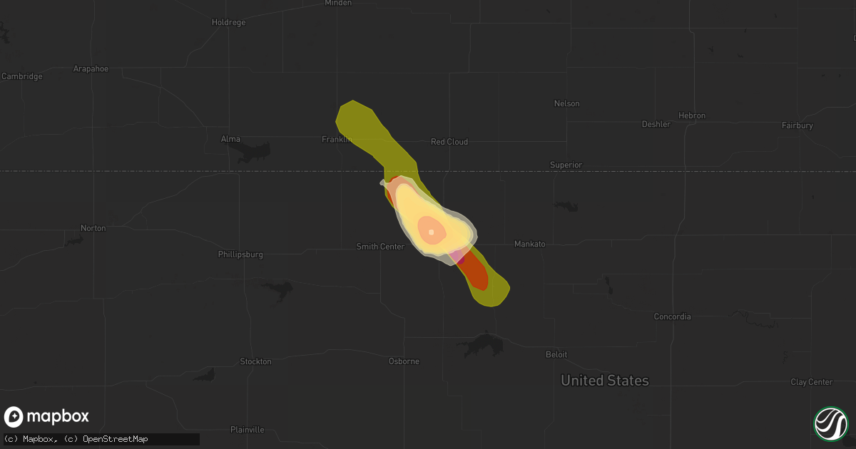 Hail map in Lebanon, KS on August 9, 2014