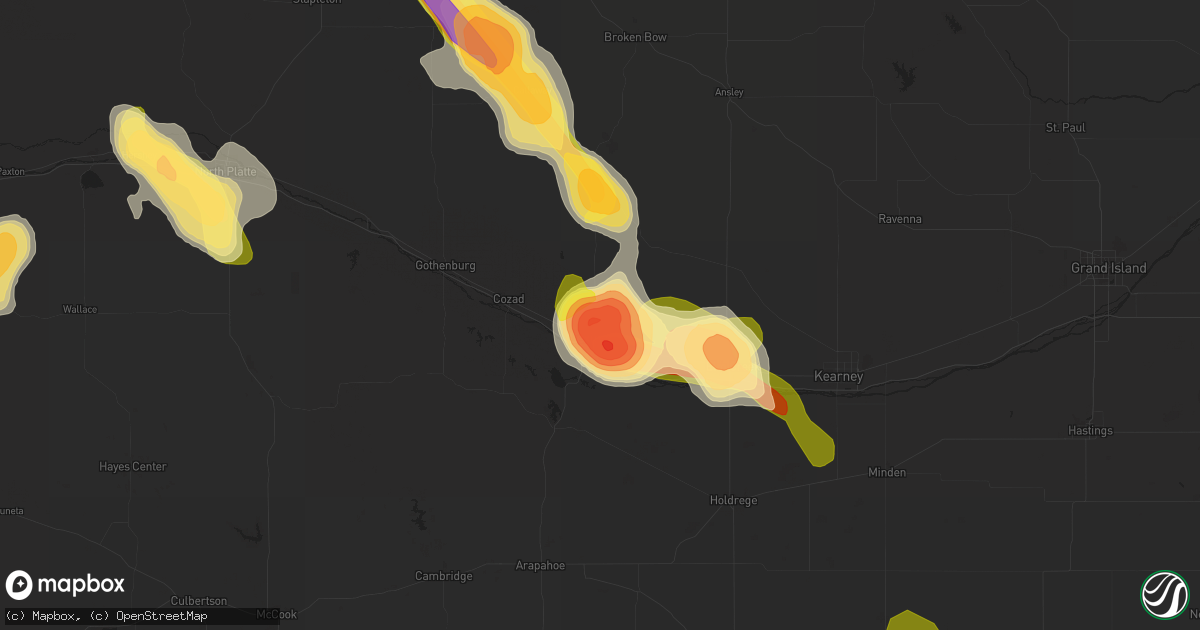 Hail map in Lexington, NE on August 9, 2014