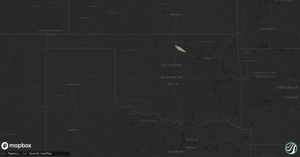 Hail map in Oklahoma on August 9, 2014