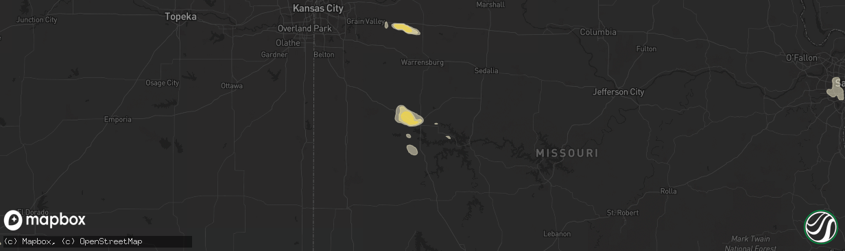 Hail map in Clinton, MO on August 9, 2015