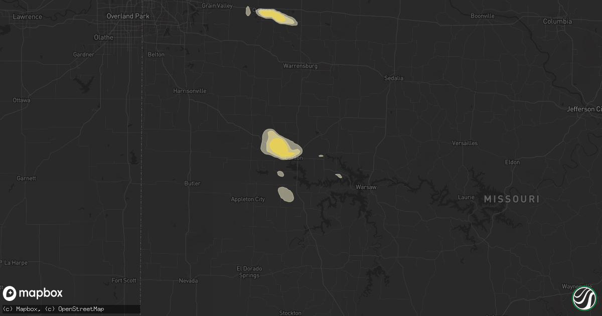 Hail map in Clinton, MO on August 9, 2015
