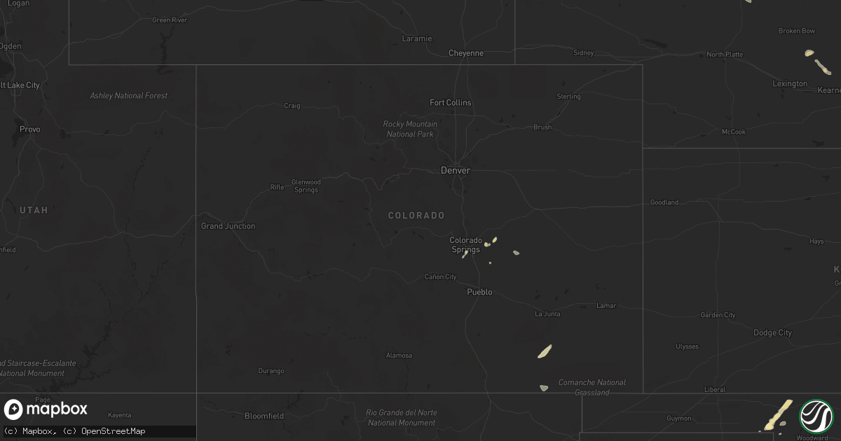Hail map in Colorado on August 9, 2015