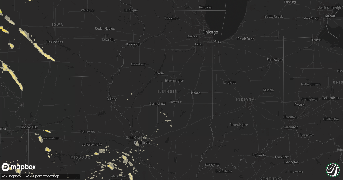 Hail map in Illinois on August 9, 2015