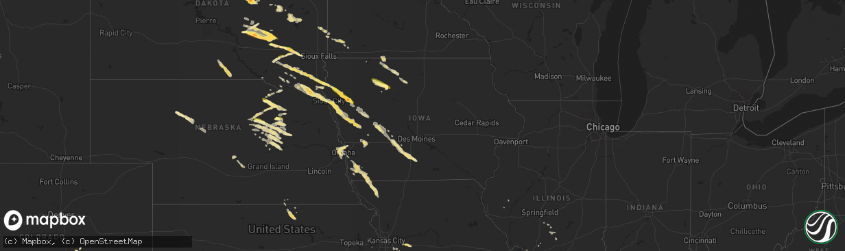 Hail map in Iowa on August 9, 2015