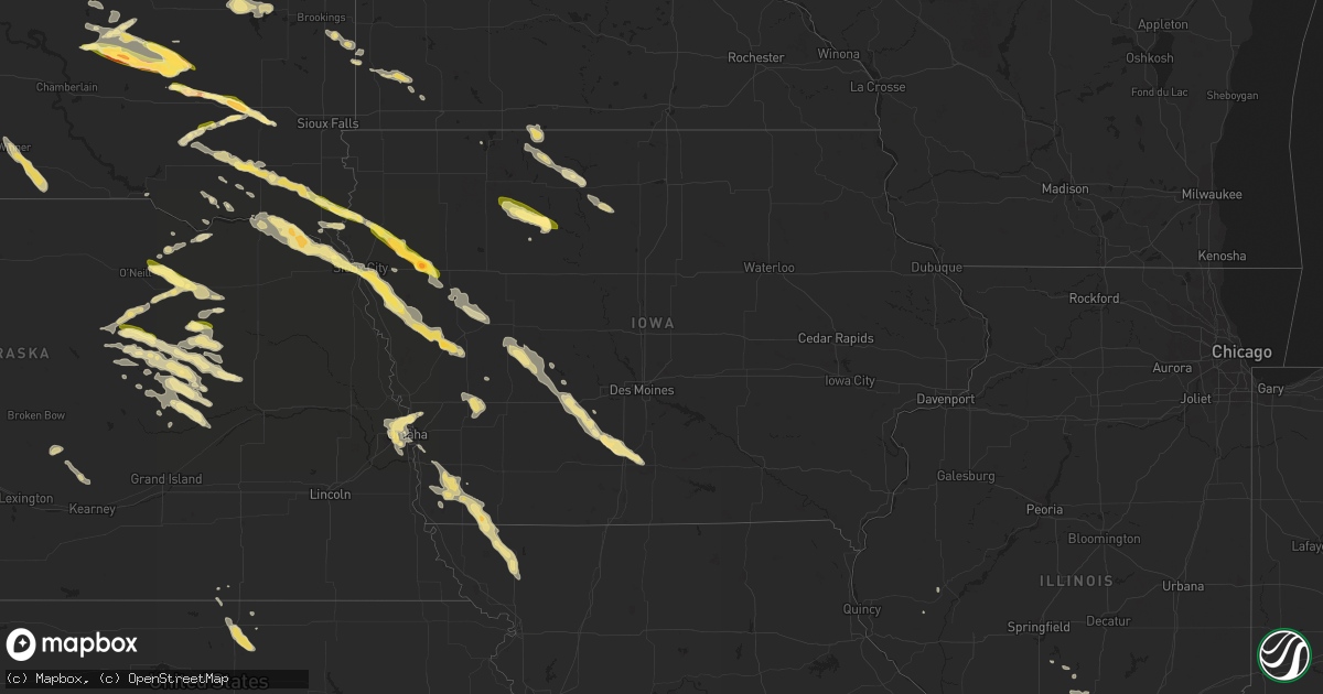 Hail map in Iowa on August 9, 2015