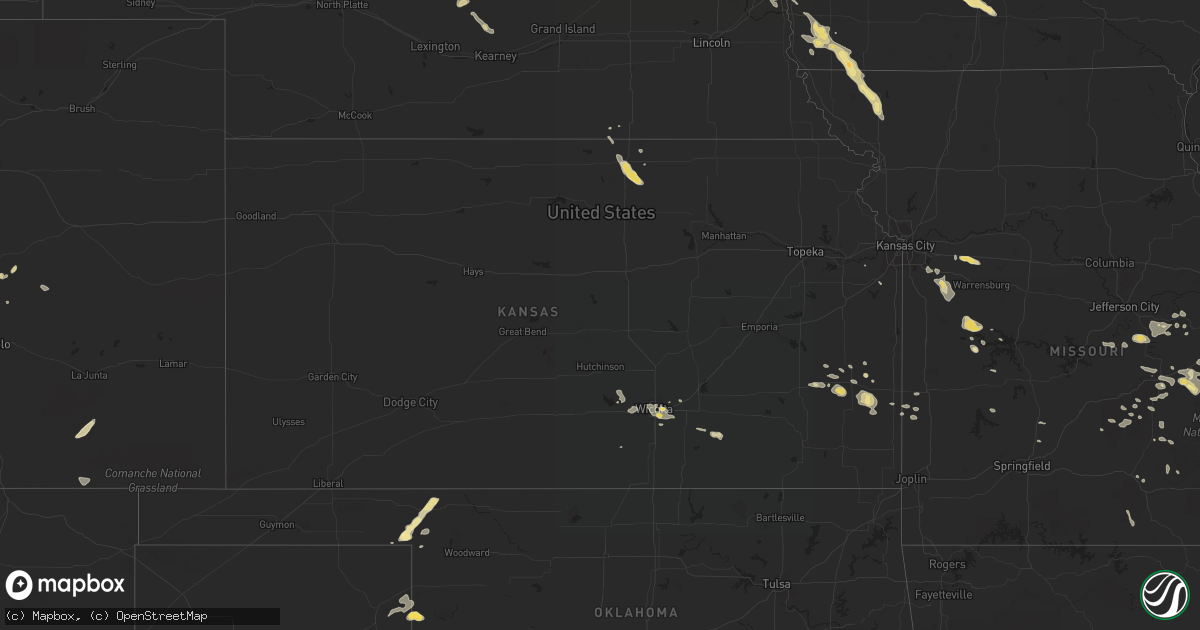 Hail map in Kansas on August 9, 2015