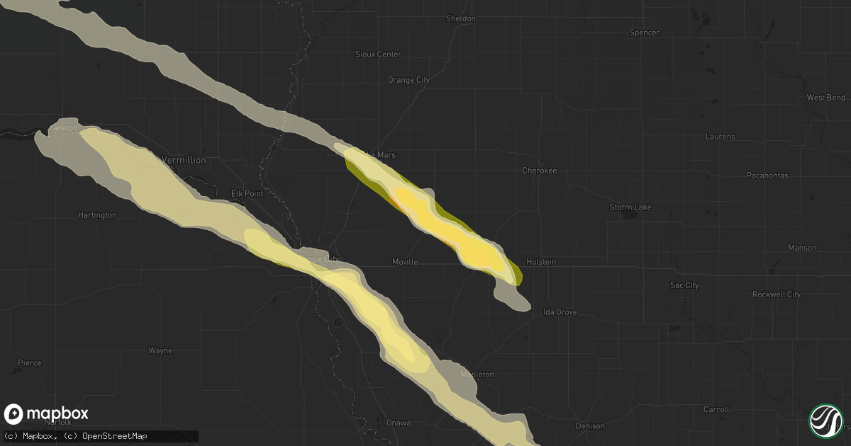 Hail map in Kingsley, IA on August 9, 2015