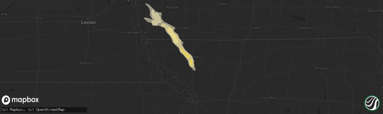 Hail map in Maryville, MO on August 9, 2015